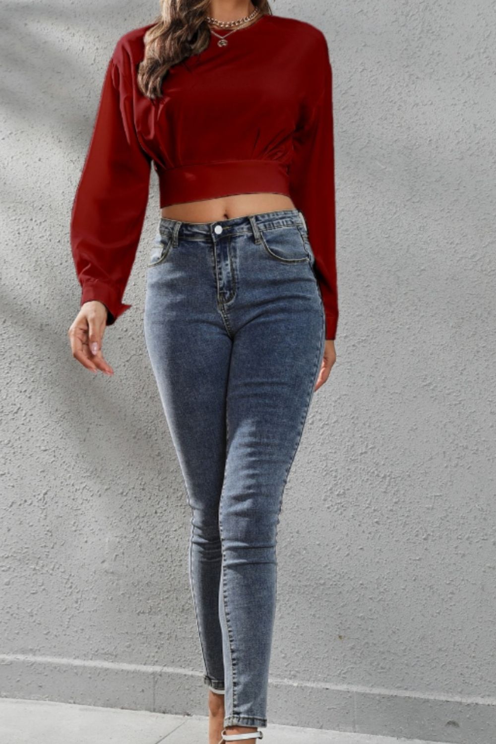 Round Neck Long Sleeve Blouse - Siennasass