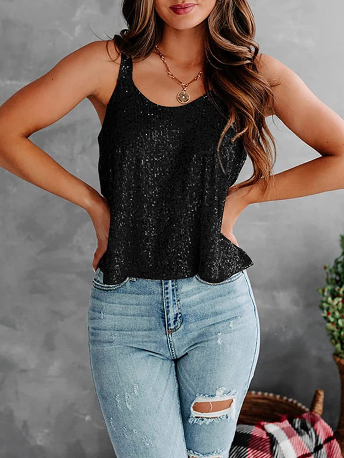 Sequin Scoop Neck Tank - Siennasass