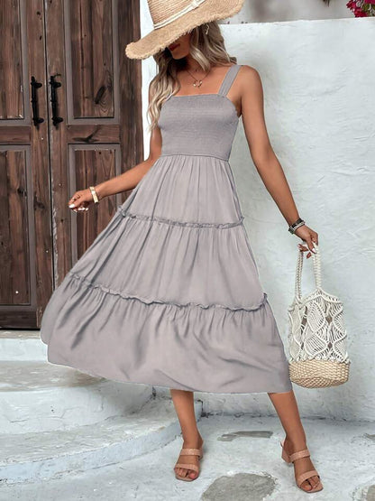 Tiered Smocked Wide Strap Cami Dress - Siennasass