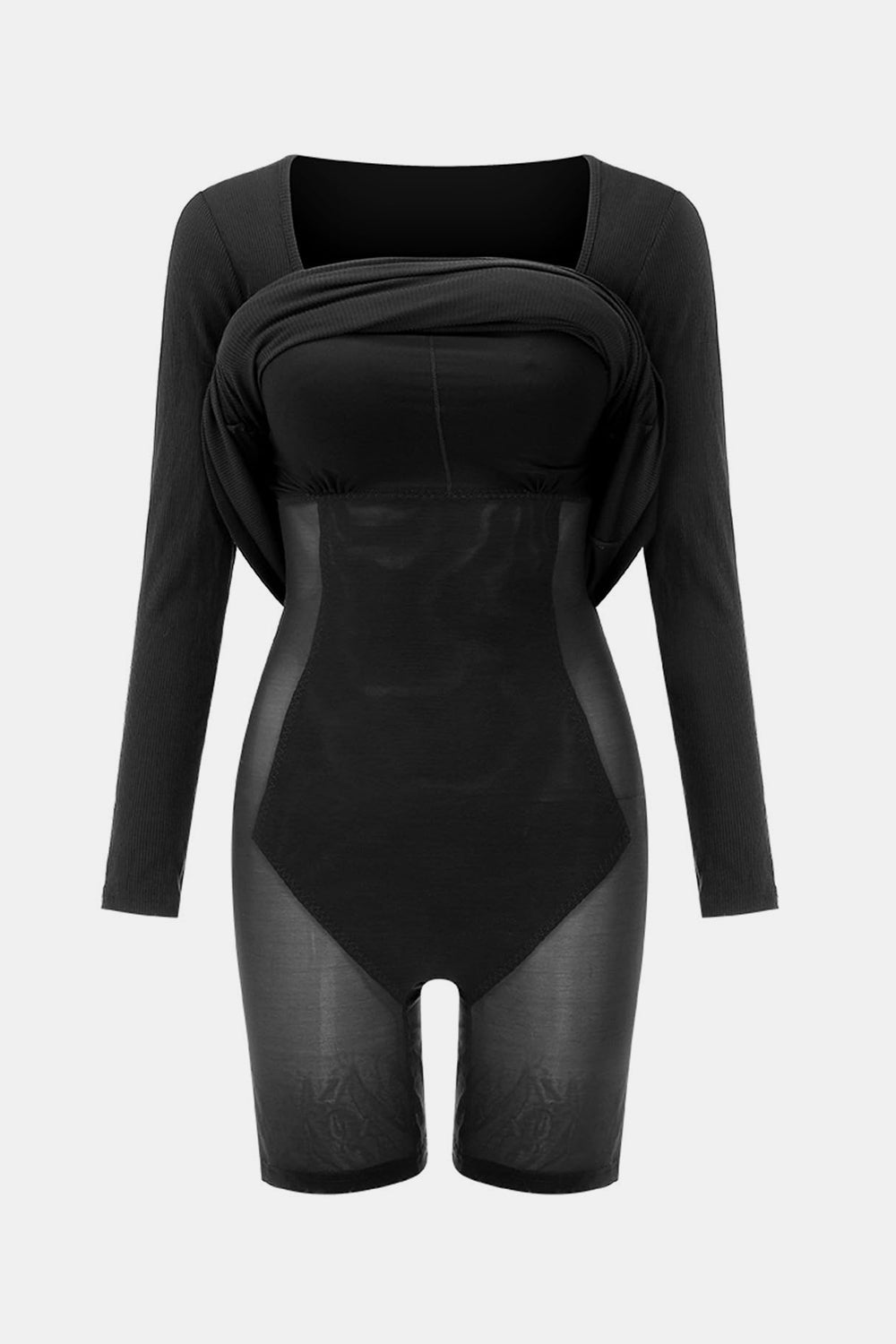 Basic Bae – Integrierte Shapewear – Maxikleid mit eckigem Ausschnitt und langen Ärmeln