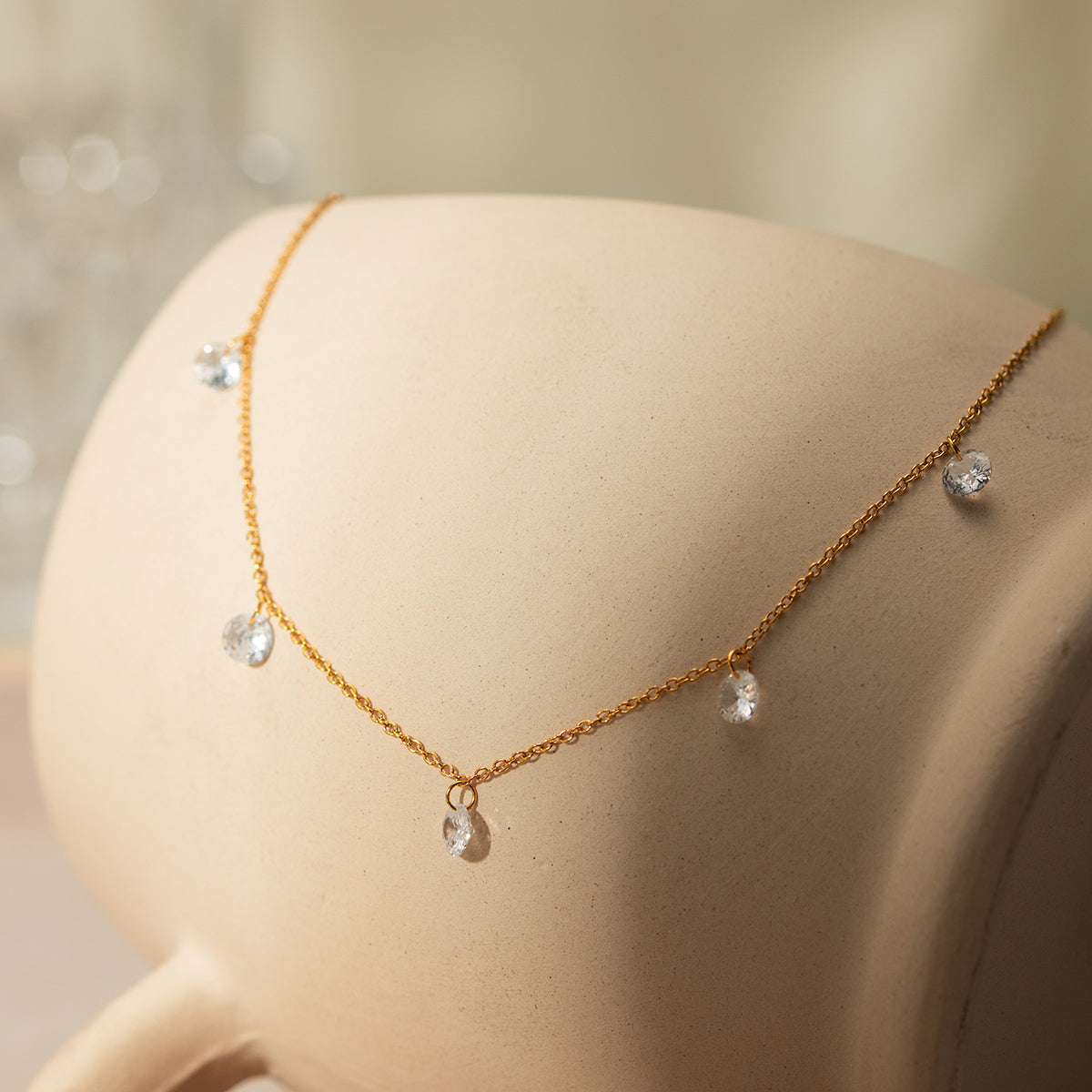 Stainless Steel Rhinestone Charm Necklace - Siennasass