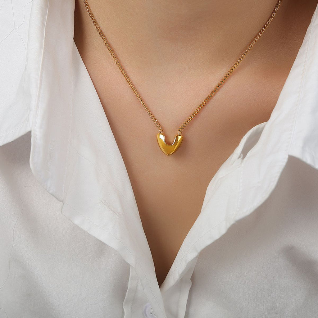 Gold-Plated Heart Pendant Necklace - Siennasass