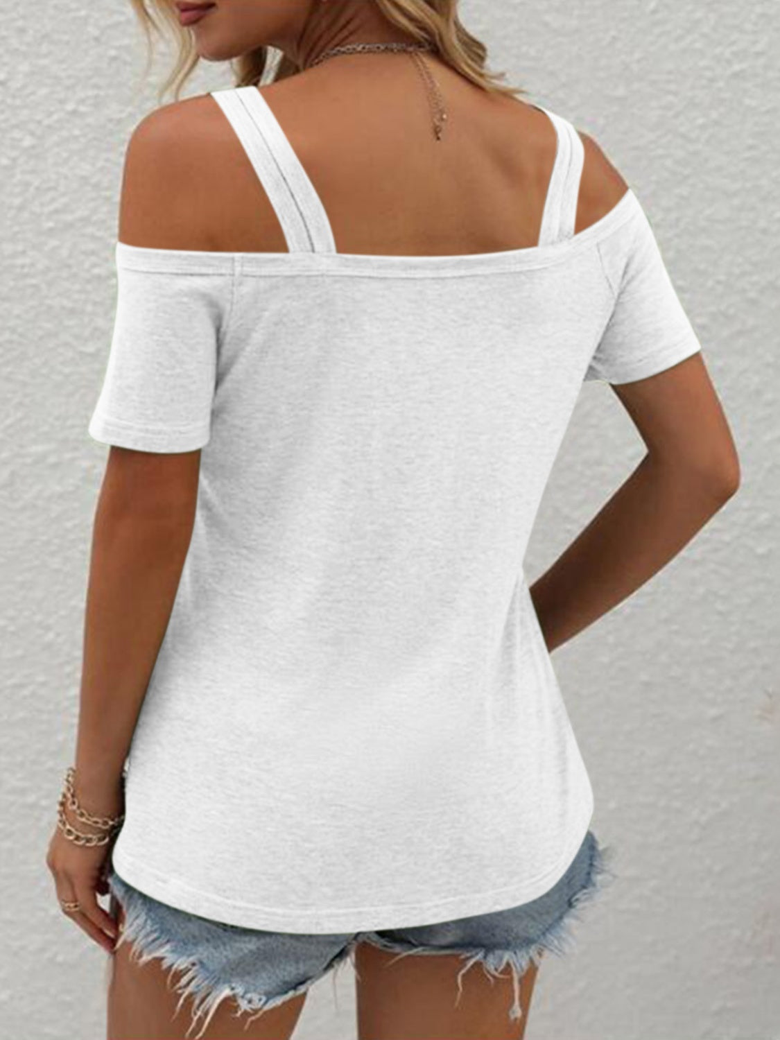Double Spaghetti Straps Short Sleeve T-Shirt - Siennasass