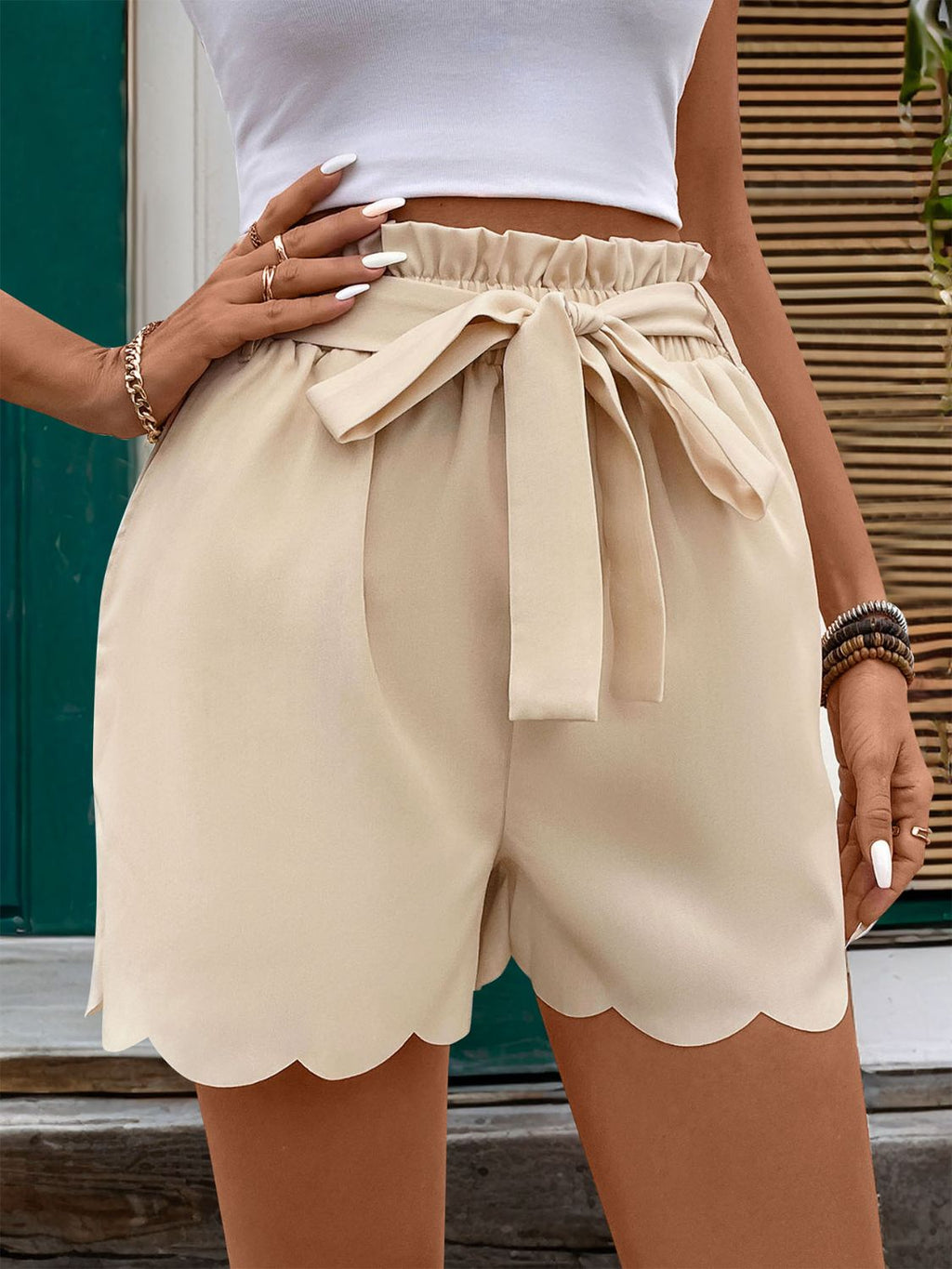 Frill Tied Shorts with Pockets - Siennasass