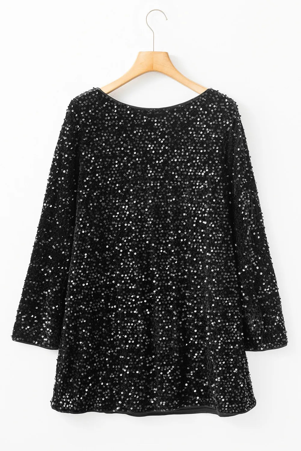 Sequin Round Neck Long Sleeve Mini Dress - Siennasass