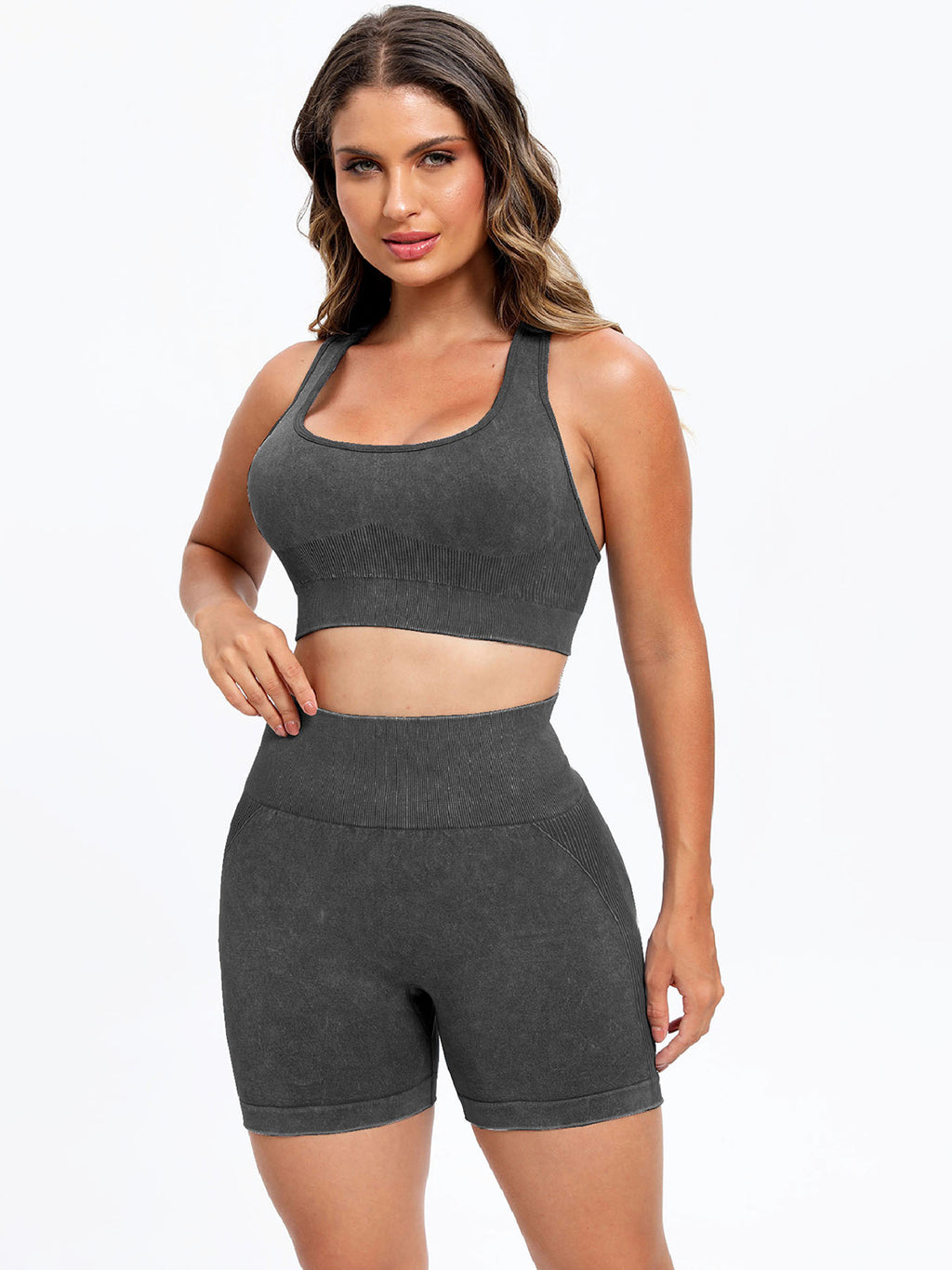 Scoop Neck Wide Strap Top and Shorts Active Set - Siennasass