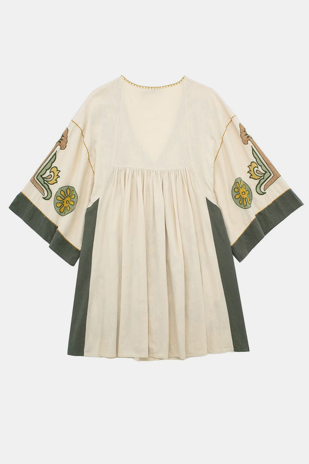 Printed V-Neck Three-Quarter Sleeve Mini Dress - Siennasass