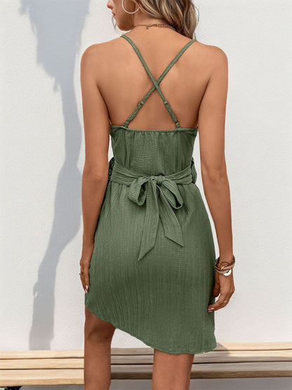 Crisscross Tied Surplice Mini Dress - Siennasass