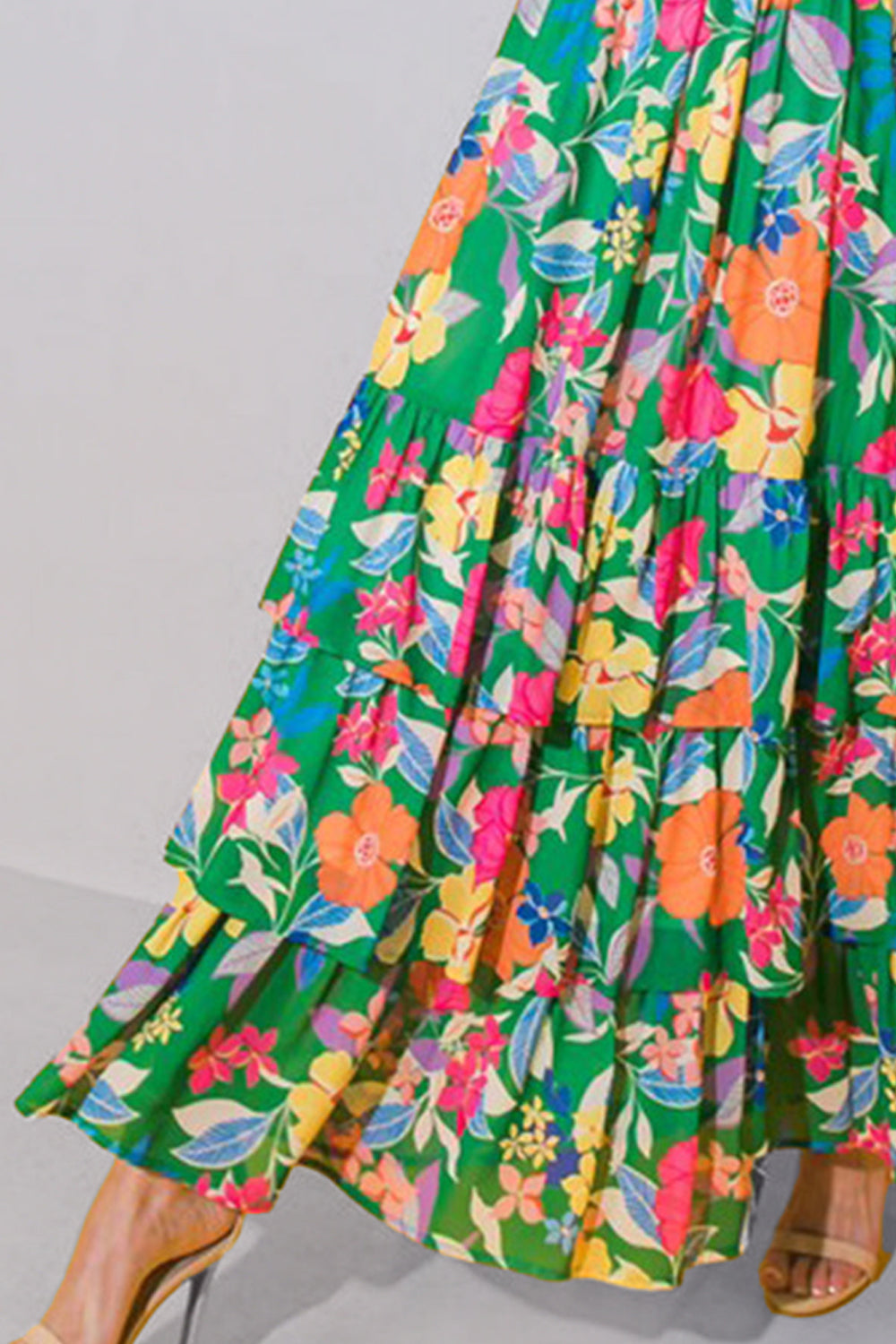 Tiered Ruffled Printed Sleeveless Dress - Siennasass