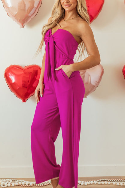 Jumpsuit mit weitem Bein und Schnürung