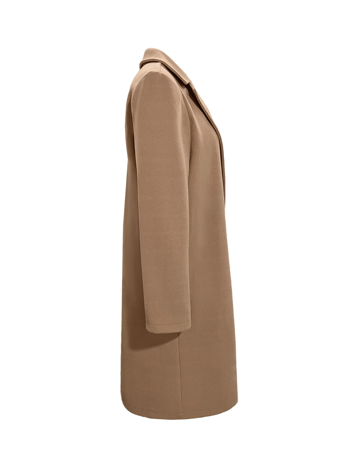 Collared Neck Button Up Long Sleeve Coat - Siennasass
