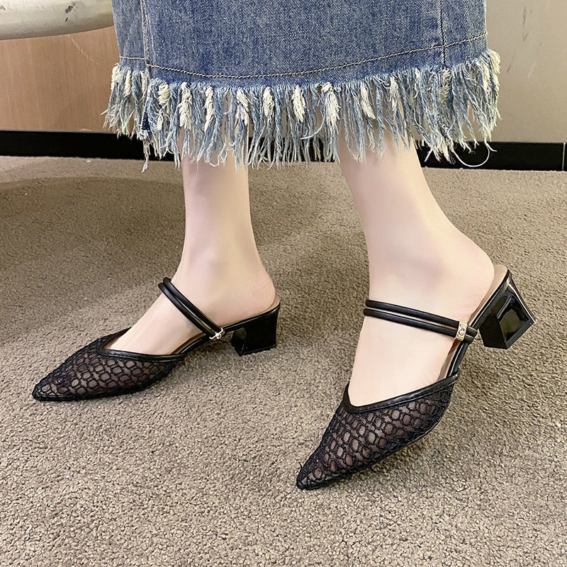 Point Toe Block Heel Sandals - Siennasass