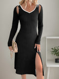 Perfee Slit Wide Strap Dress and Detachable Long Sleeves Set - Siennasass