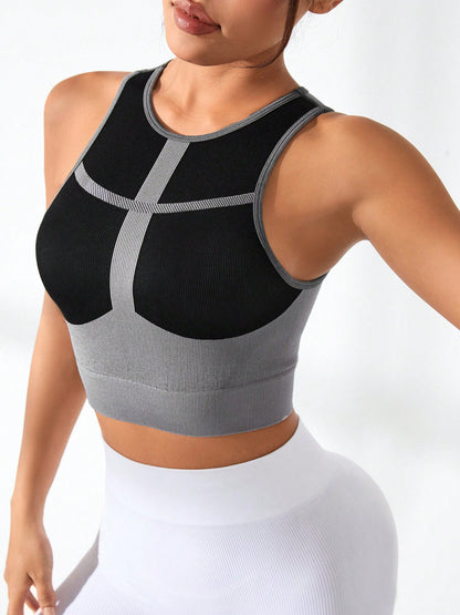 Color Block Round Neck Active Tank - Siennasass