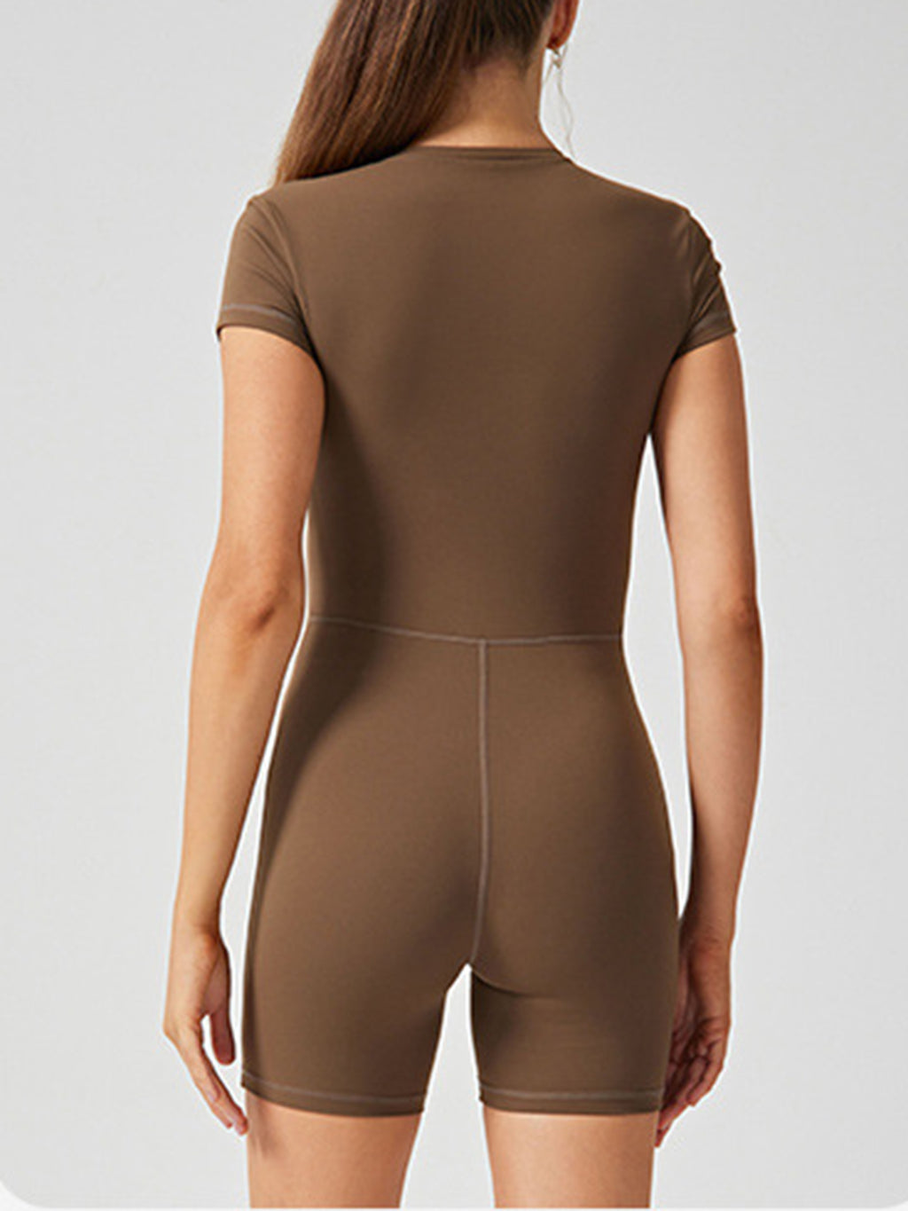 Half Zip Short Sleeve Active Romper - Siennasass