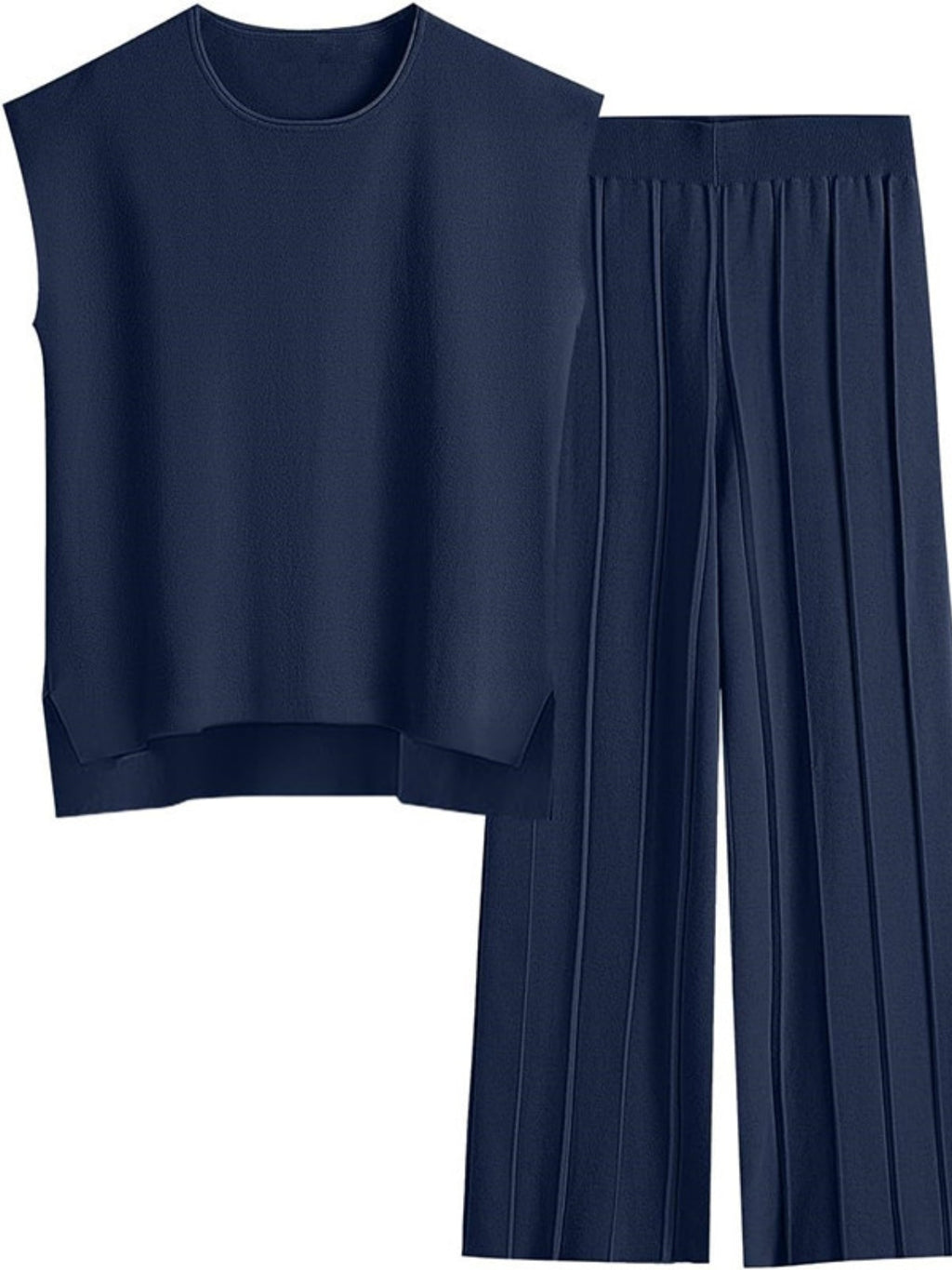 Round Neck Cap Sleeve Top and Pants Knit Set - Siennasass