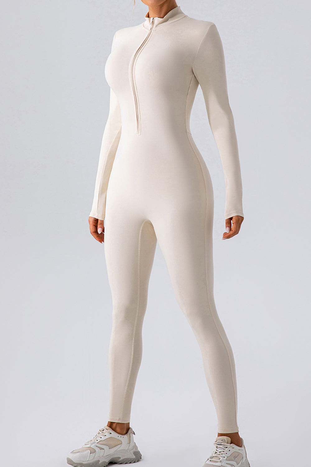 Half Zip Mock Neck Active Jumpsuit - Siennasass