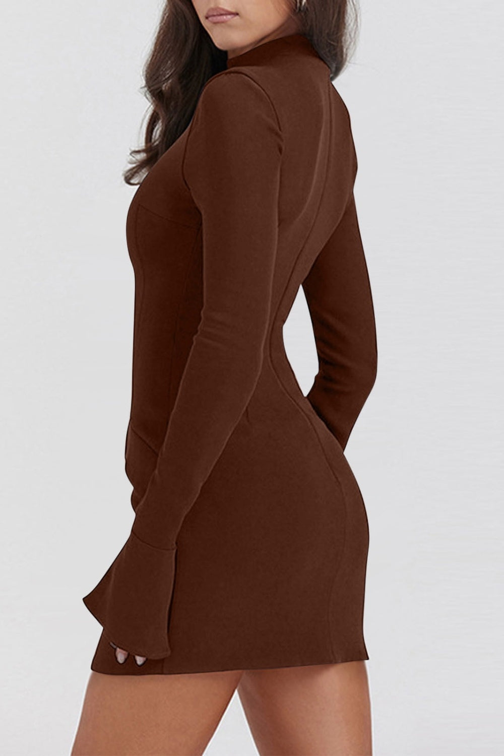 Mock Neck Long Sleeve Mini Dress - Siennasass
