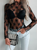 Mock Neck Long Sleeve Blouse - Siennasass