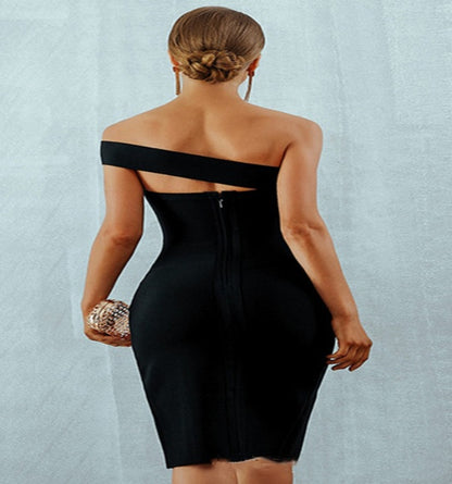 Off-the-shoulder split tube top dress - Siennasass