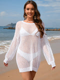 Backless Boat Neck Long Sleeve Cover Up - Siennasass