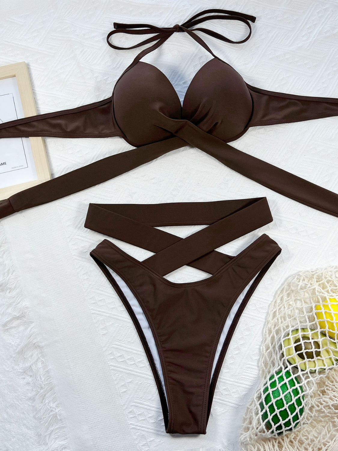 Crisscross Halter Neck Bikini Set - Siennasass
