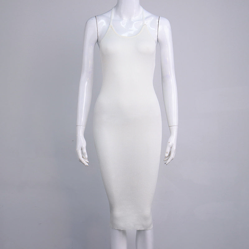Ribbed Knit Open Back dress