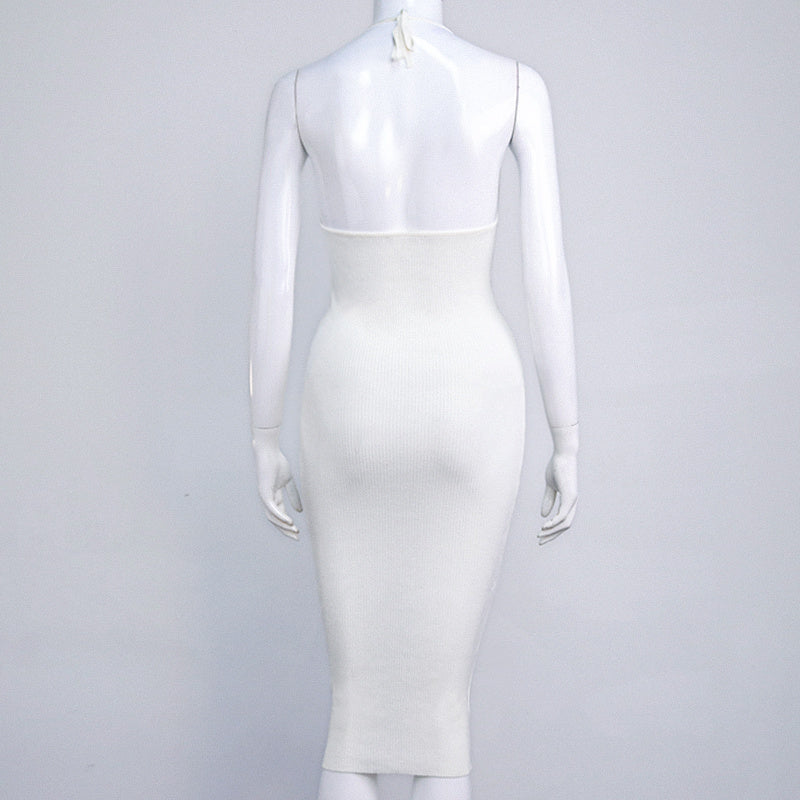 Ribbed Knit Open Back dress