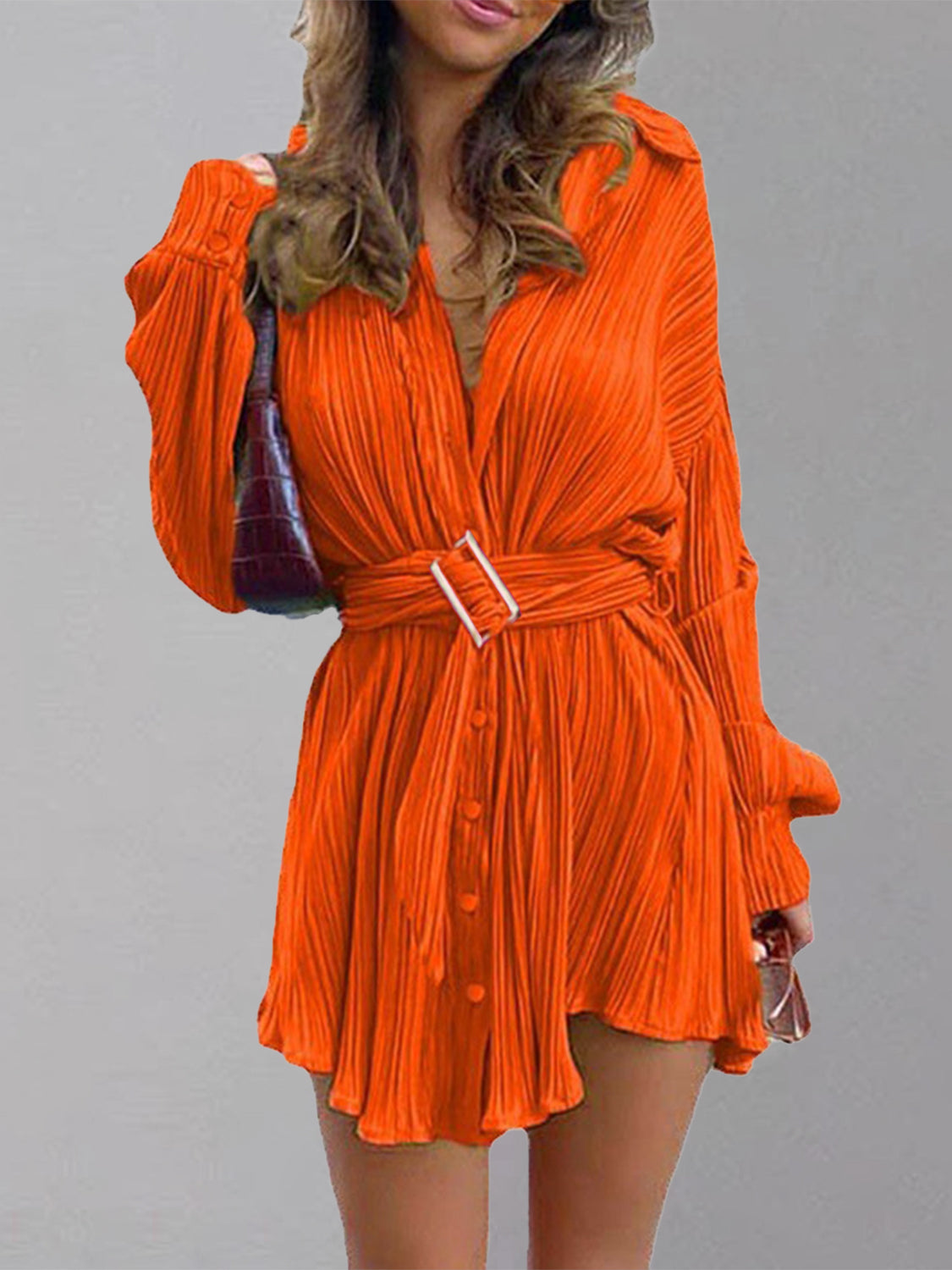 Button Up Dropped Shoulder Shirt Dress - Siennasass