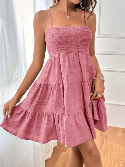 Tiered Smocked Square Neck Cami Dress - Siennasass