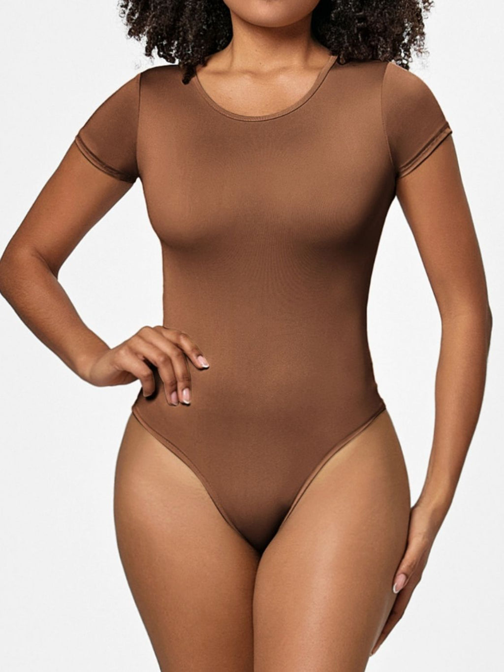 Full Size Round Neck Short Sleeve Bodysuit - Siennasass