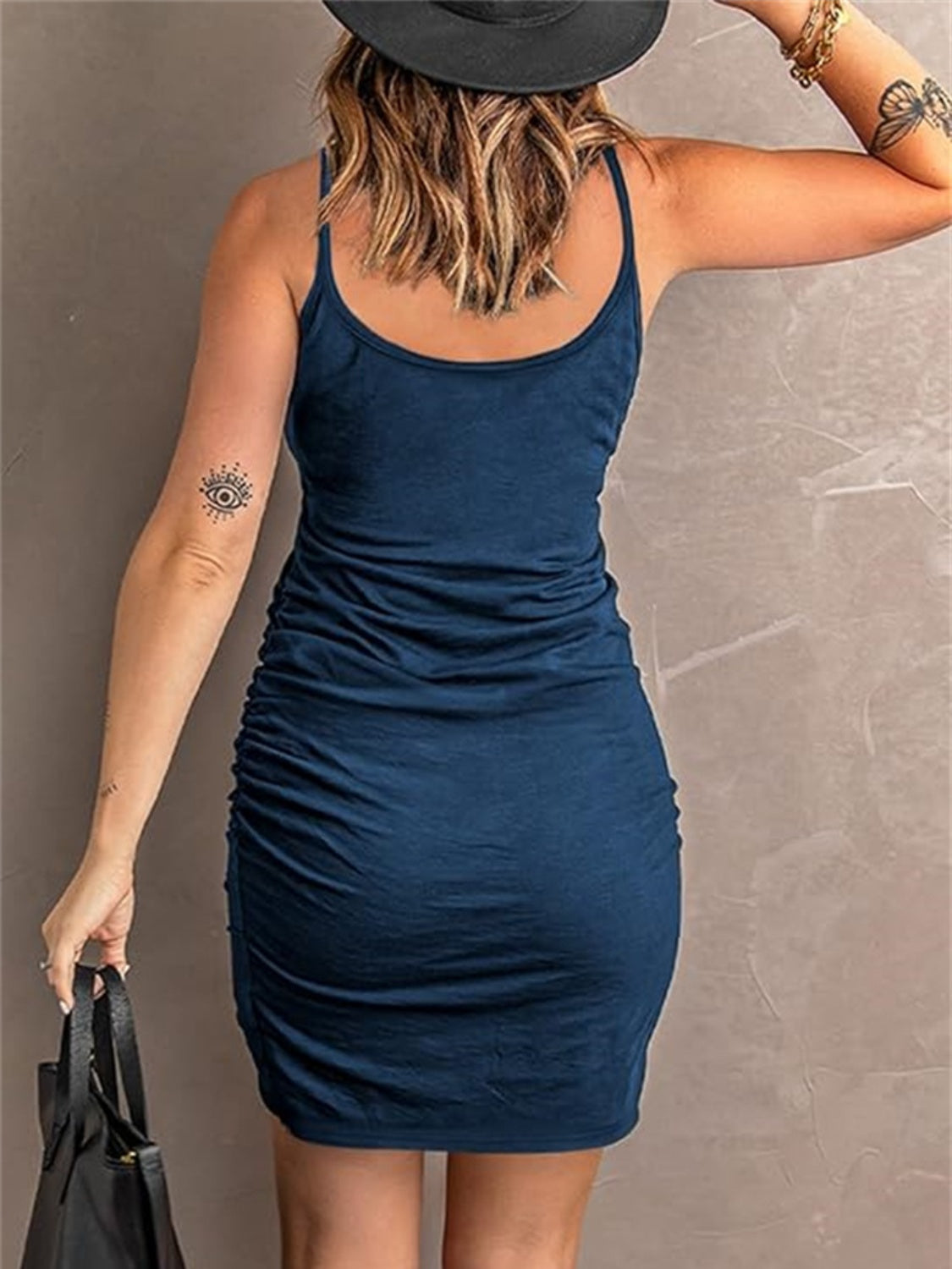 Ruched Scoop Neck Mini Cami Dress - Siennasass