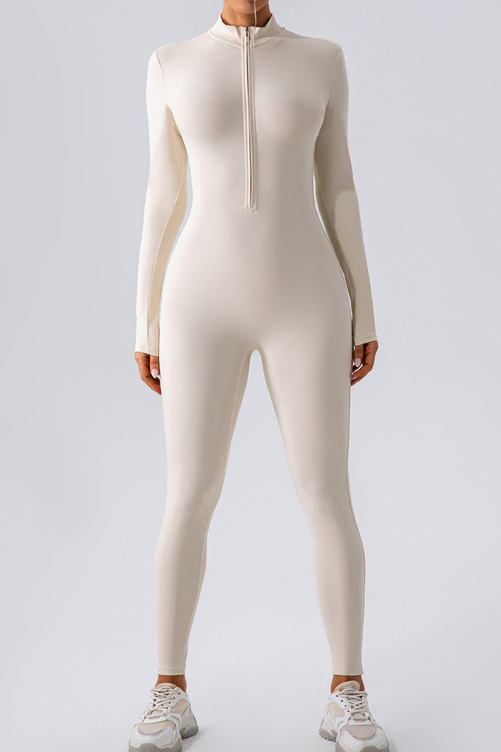 Half Zip Mock Neck Active Jumpsuit - Siennasass