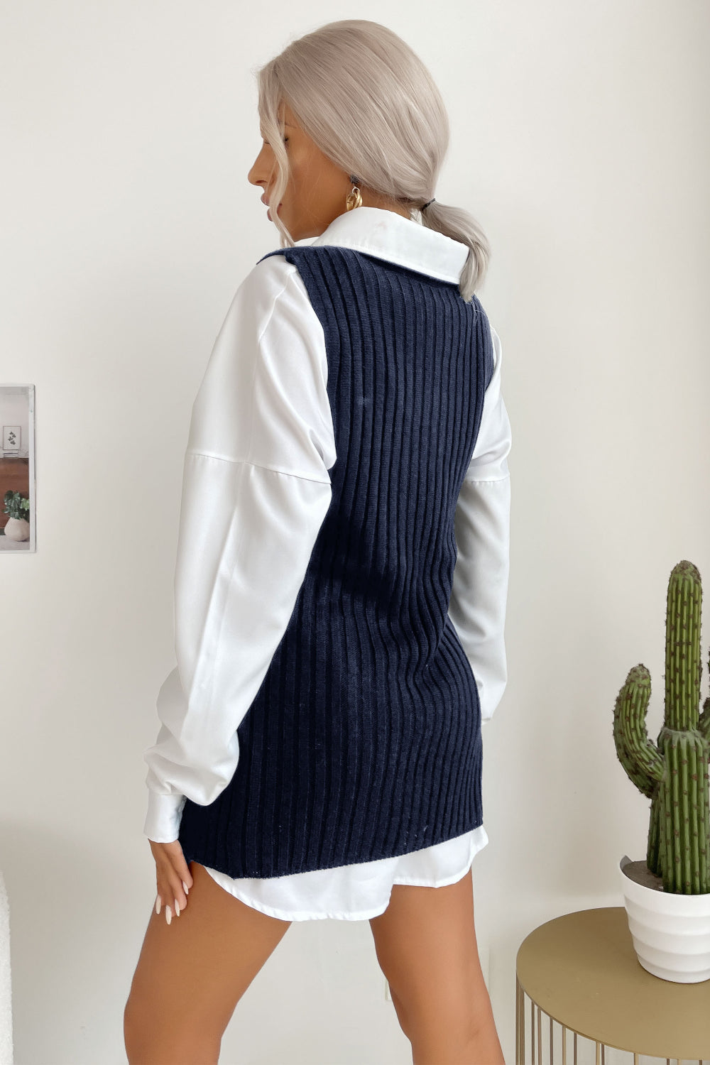 Slit Hem Sweater Vest Dress - Siennasass