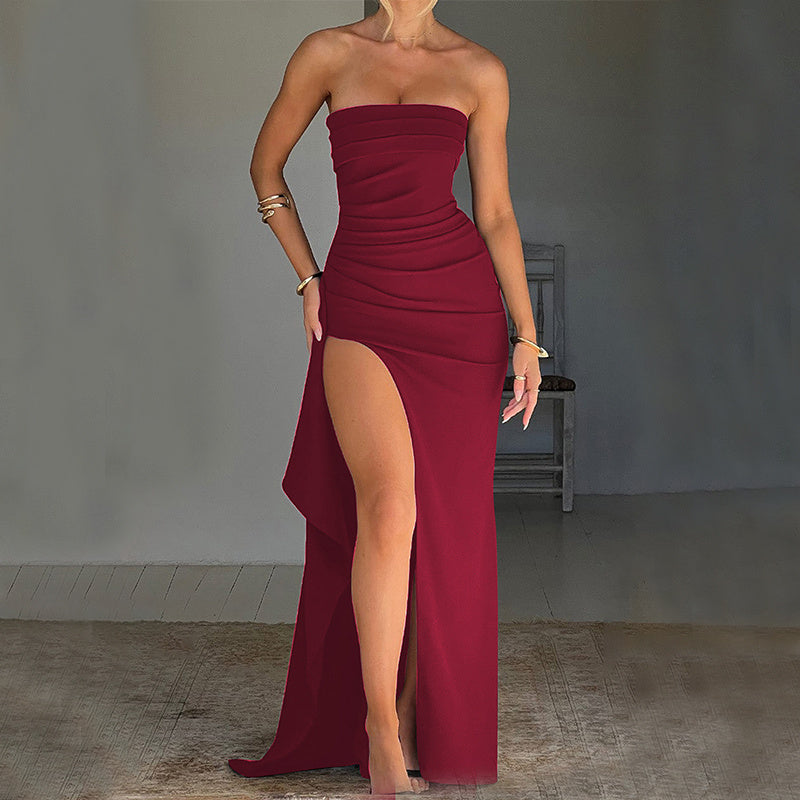 Strapless Split Long Dress - Siennasass