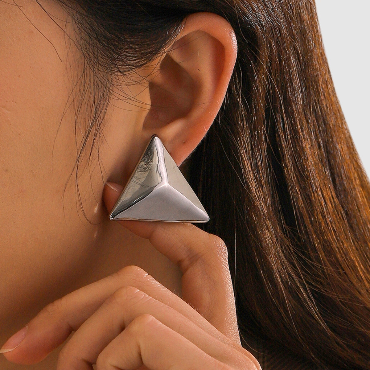 Stainless Steel 3D Triangle Earrings - Siennasass