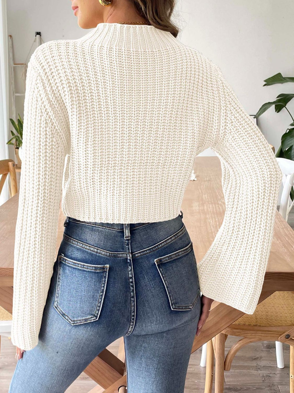 Mock Neck Long Sleeve Sweater - Siennasass