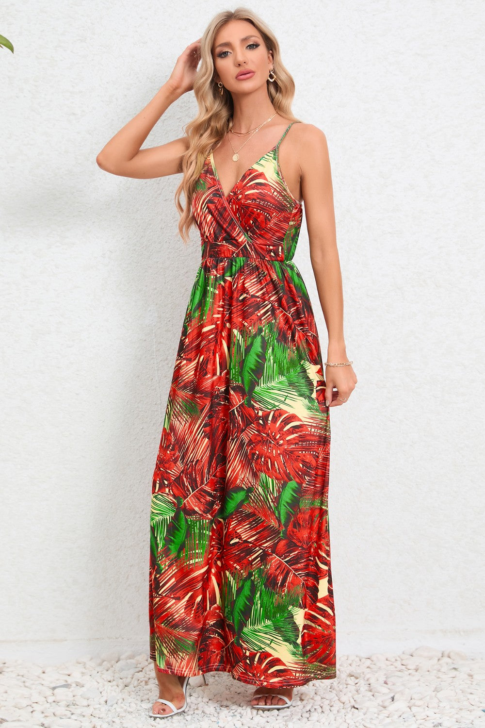 Printed Surplice Maxi Cami Dress - Siennasass