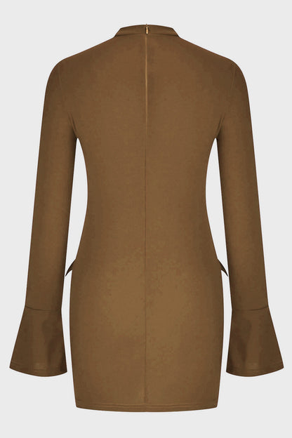 Mock Neck Long Sleeve Mini Dress - Siennasass