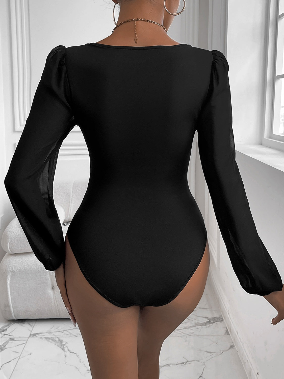 Perfee Sweetheart Neck Long Sleeve Bodysuit - Siennasass