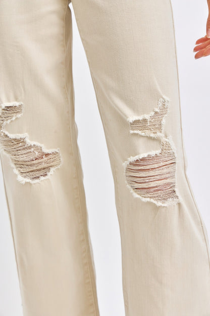 Judy Blue Full Size High Waist Distressed Wide Leg Jeans - Siennasass