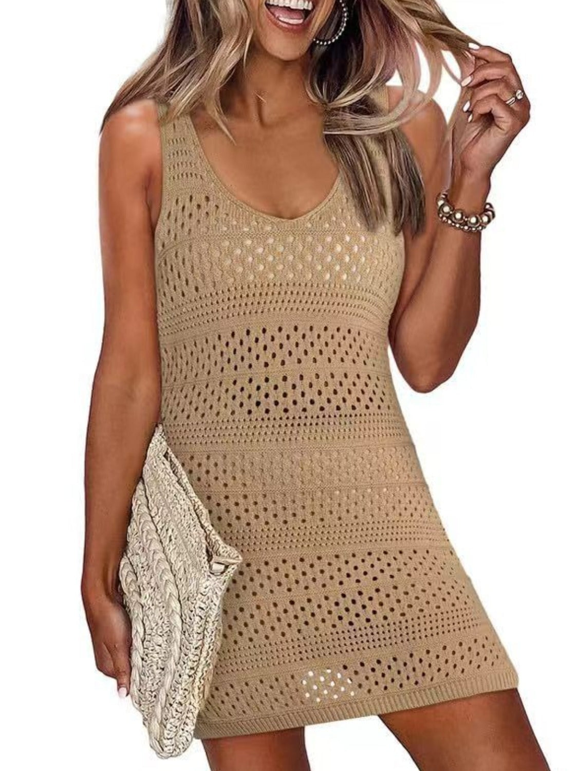 Openwork Scoop Neck Cover Up - Siennasass