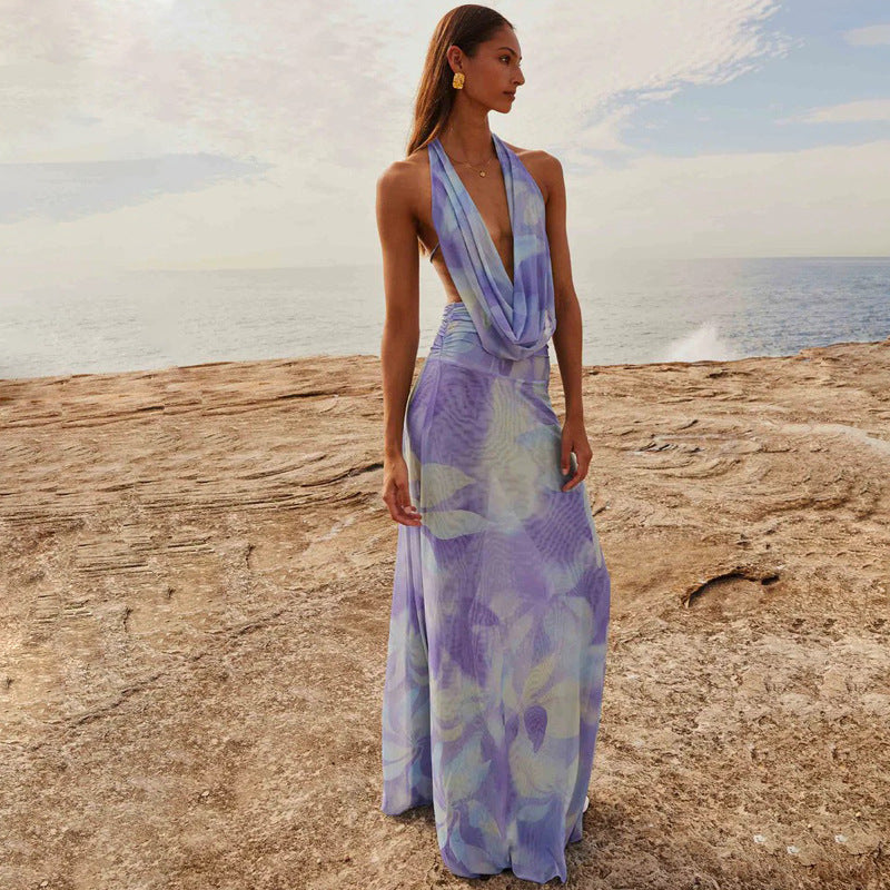Tie Dye Printing Deep V-neck Suits