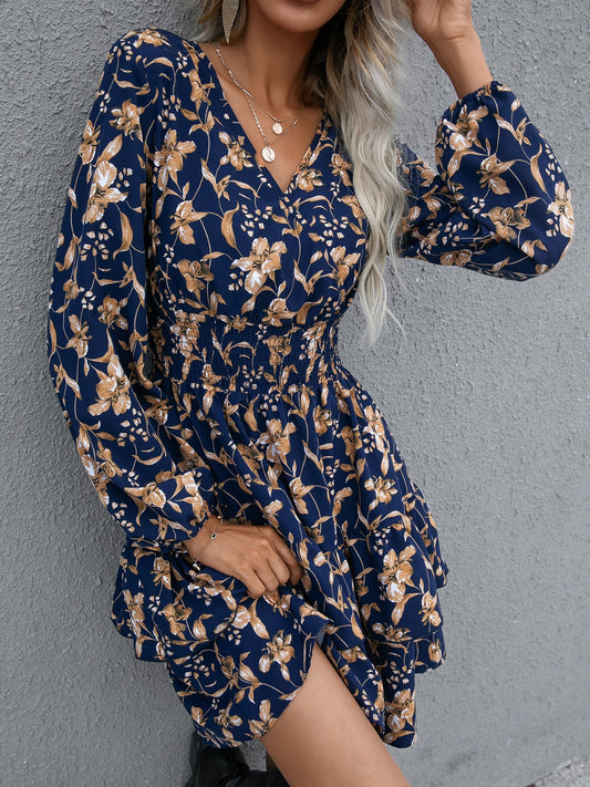 Ivy Lane Floral Layered Surplice Balloon Sleeve Dress - Siennasass