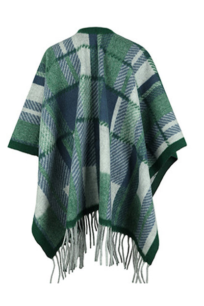 Cloak Sleeve Fringe Detail Poncho - Siennasass