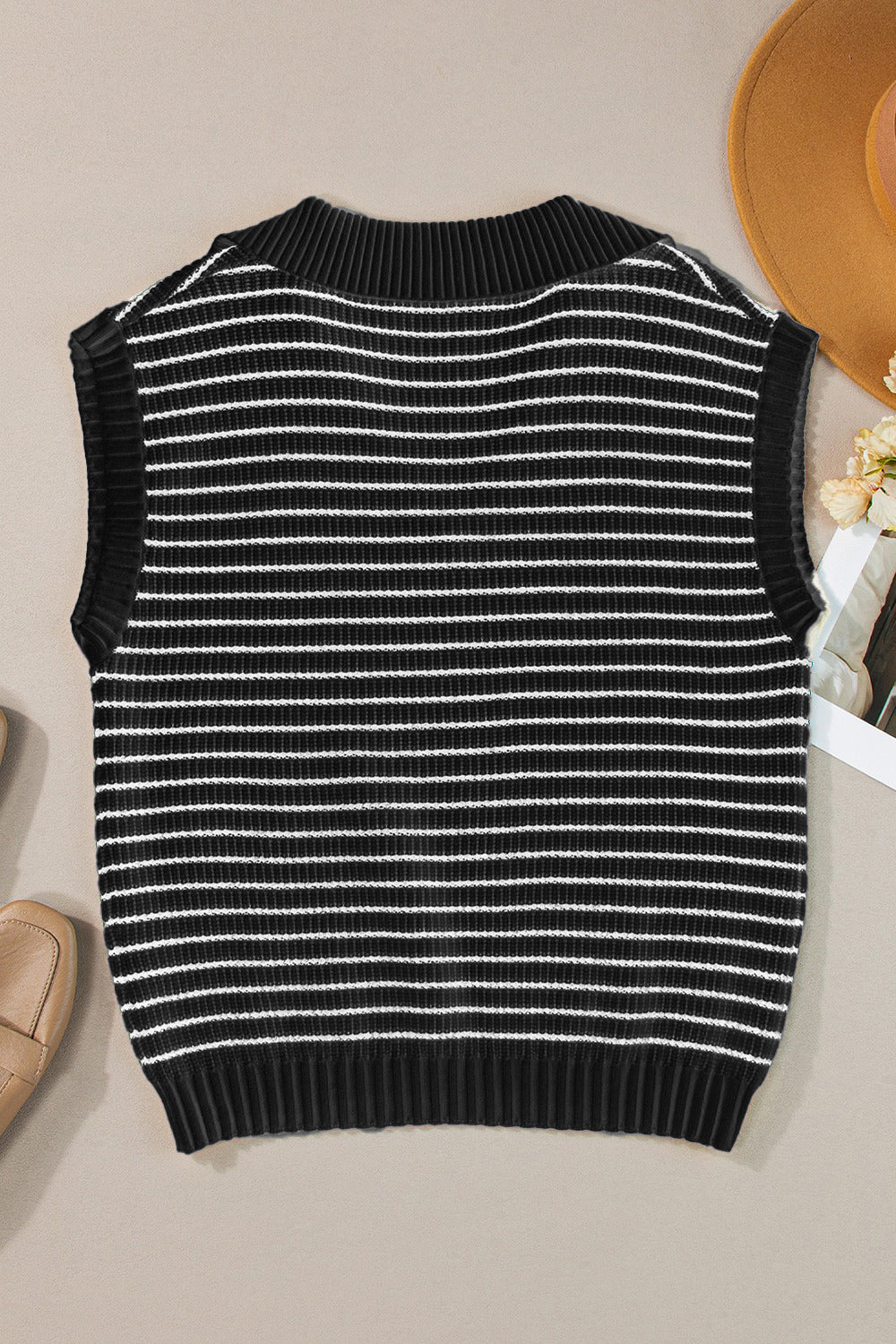 Striped Collared Neck Tank - Siennasass