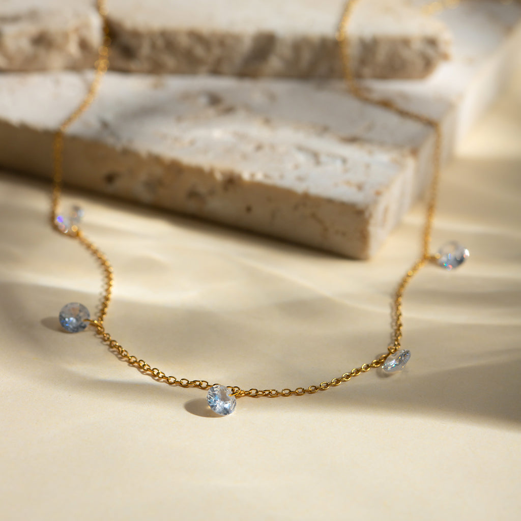 Stainless Steel Rhinestone Charm Necklace - Siennasass