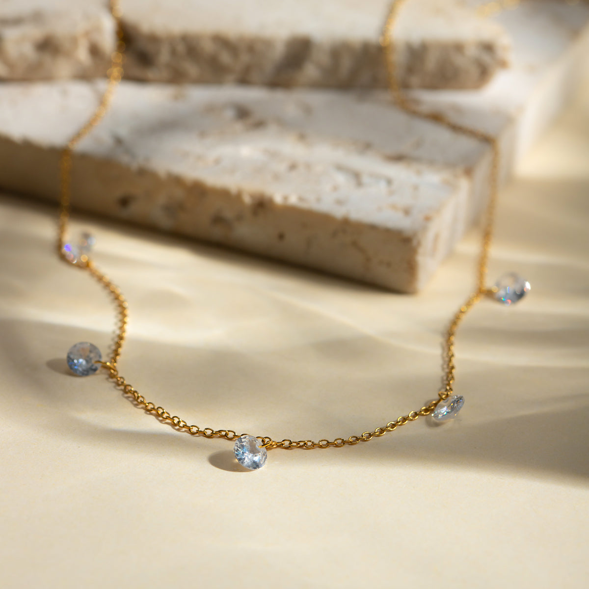 Stainless Steel Rhinestone Charm Necklace - Siennasass