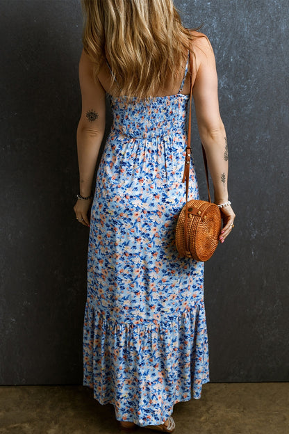 Ruched Ruffle Hem Printed Cami Dress - Siennasass
