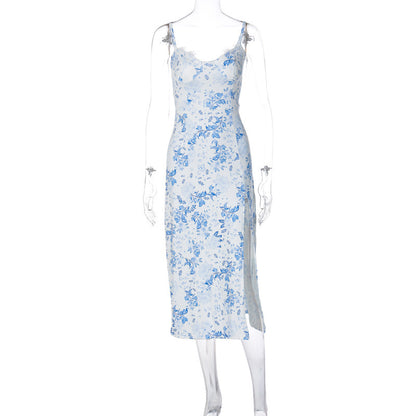 Lace Flowers Print Long Dress